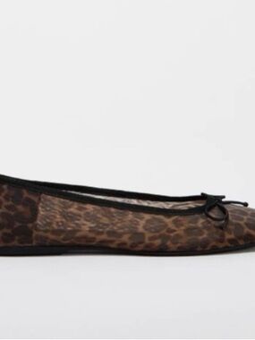 Zara Leopard-Print Ballet Flat in Brown and Black